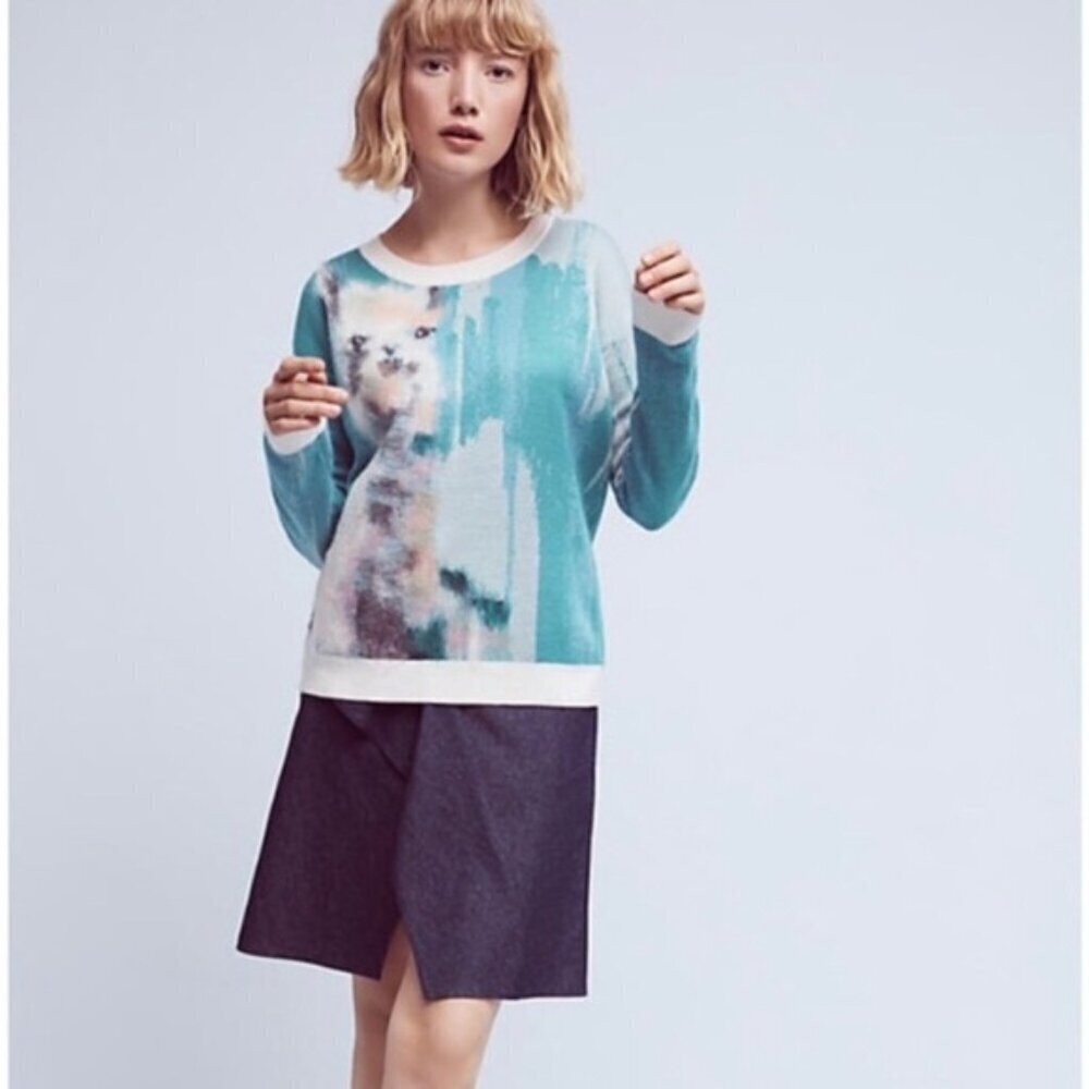 Anthropologie Art by Lauren Wolcott Wool Blend Llama Sweater size L